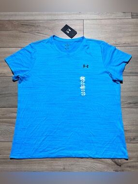Under Armour Womens Tech Tiger Short Sleeve Crew Neck T-Shirt Size XL Blue